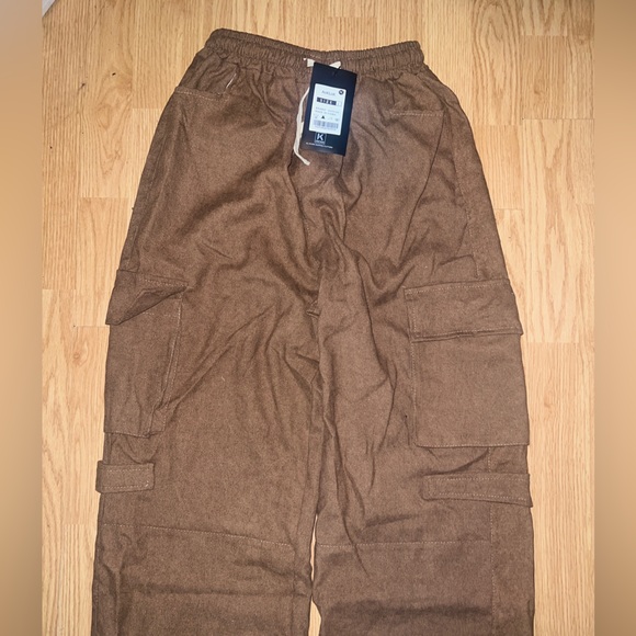 New - AOKLOK Basic Elastic Waist brown pants L - Picture 3 of 6